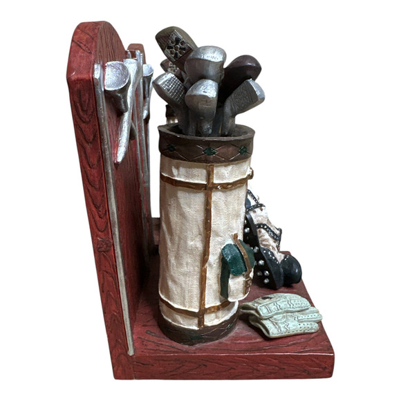 Russ Berrie Highland Ridge Golfing Themed Resin Bookends Golf Clubs & Golf Bag - Picture 3 of 6